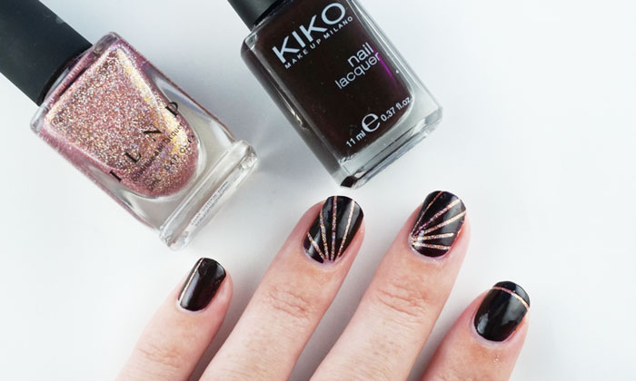 Nails with simple nail art design, showing the polishes that are used, ILNP that other girl and Kiko 227