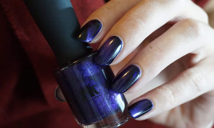 swatch of masura lilac angelite in low light