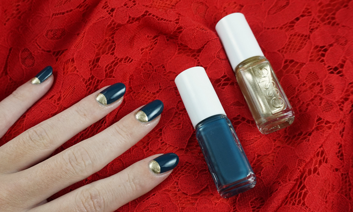 christmas nail art with essie getting groovy and satin sister