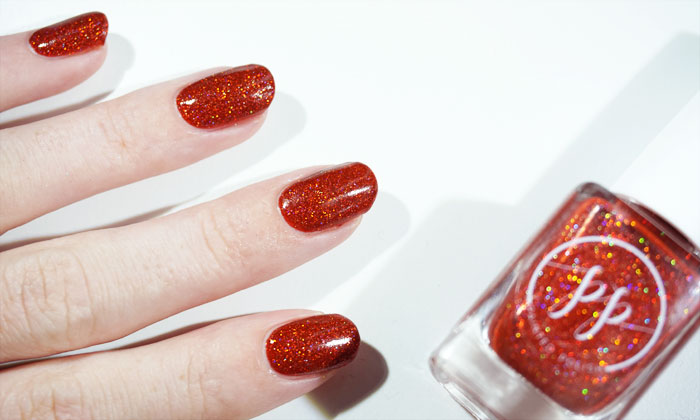 swatch of painted polish cider season in direct lighting