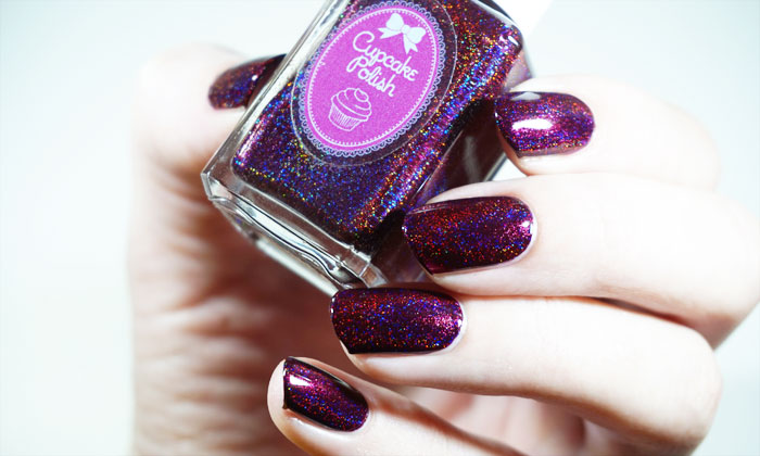 swatch of cupcake polish bloodhound in direct light
