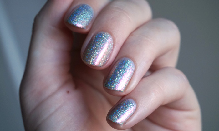 Picture capturing the pink shift of ILNP Rosewater on the nail